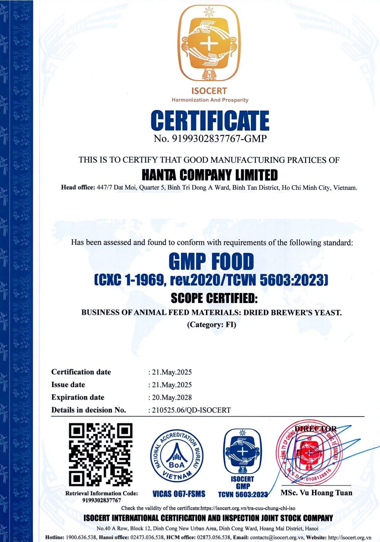 HANTA GMP Certificate (2025)