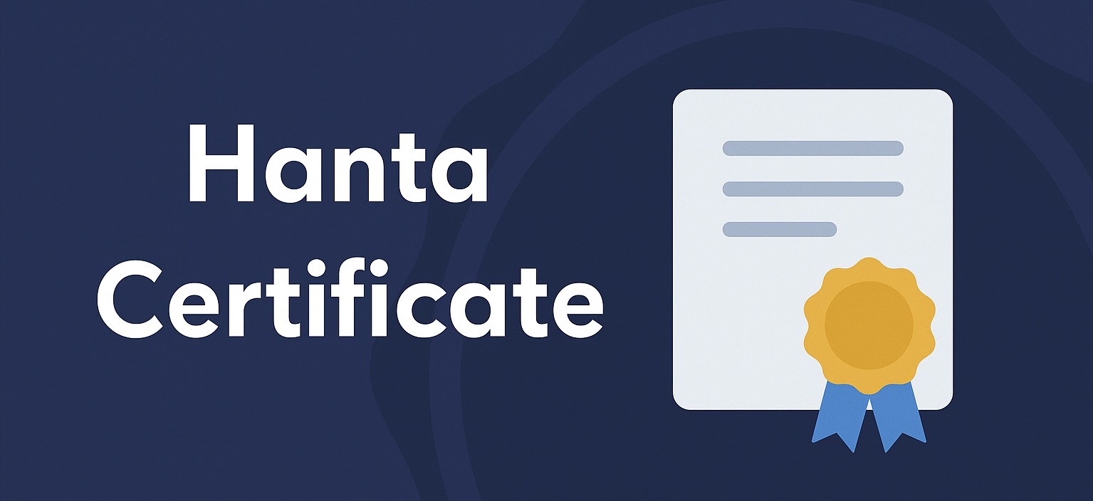 Hanta Certificate for Manufacturing